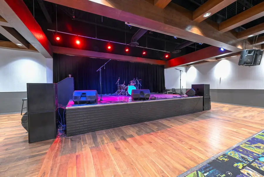 Stage and dance floor in the Great Northern event room